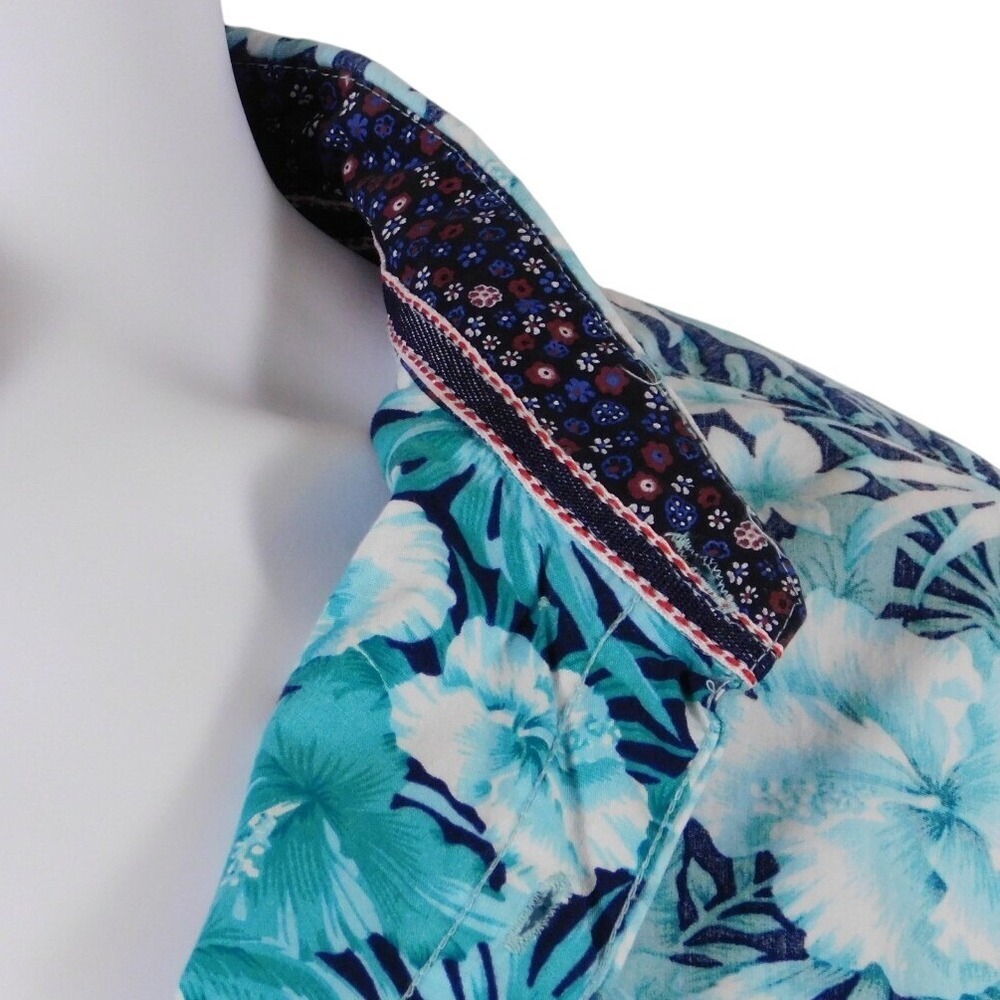 Sunrise Kingdom Mens Blue-Green Tropical Short Sleeve Button Up XL - Picture 4 of 11